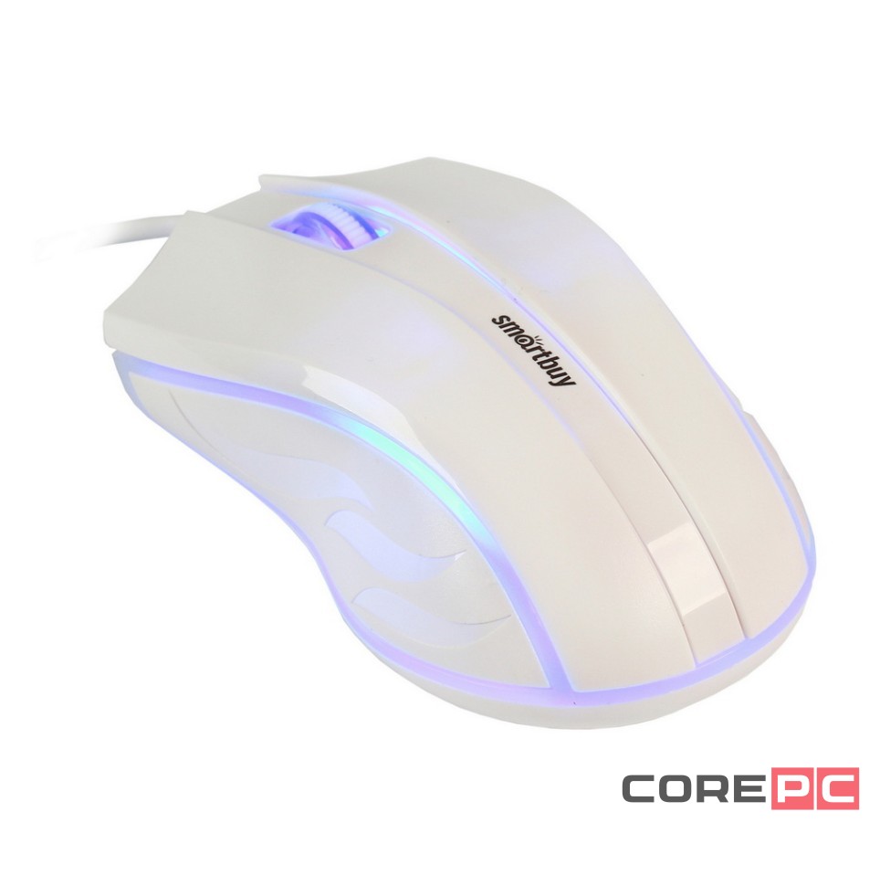 Мышь проводная с подсветкой Smartbuy ONE 338 USB/DPI 1200/3 кнопки/LED/1.4м (SBM-338-W) белая