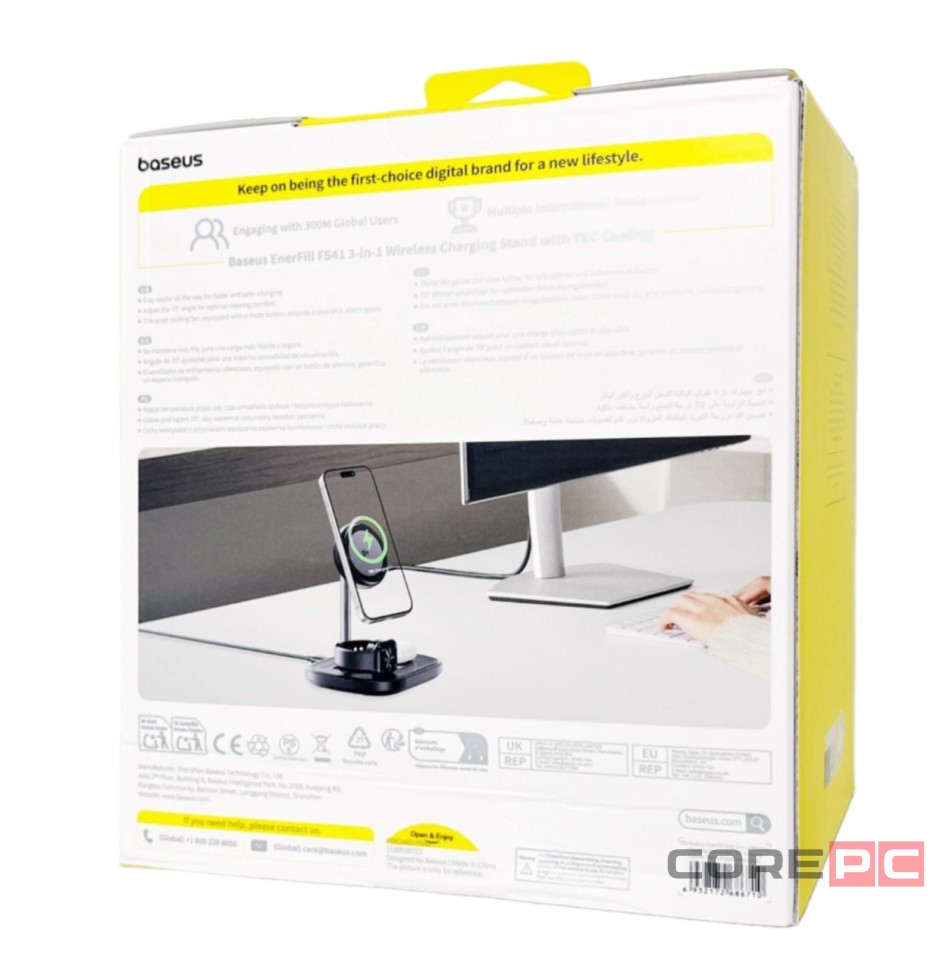 Беспроводное зарядное устройство Baseus EnerFill FS41 3in1 для Phone/Watch/Pods P10281904123-01 черн