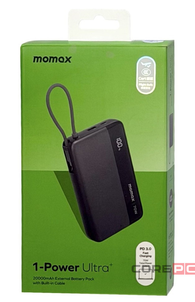 Powerbank Momax 1-Power Ultra+PD3.0/70W  20000mAh 1USB/1C IP151D черный