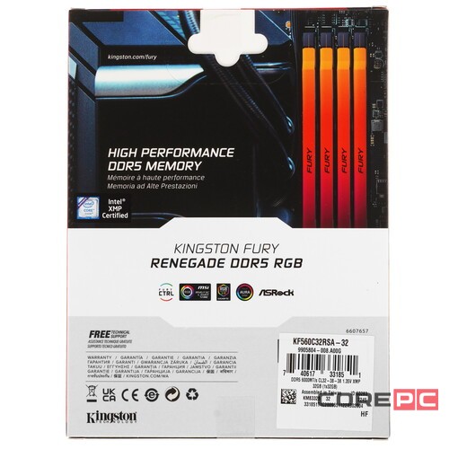 Оперативная память 32 Gb 6000 MHz Kingston FURY Renegade RGB Black-gray (KF560C32RSA-32)