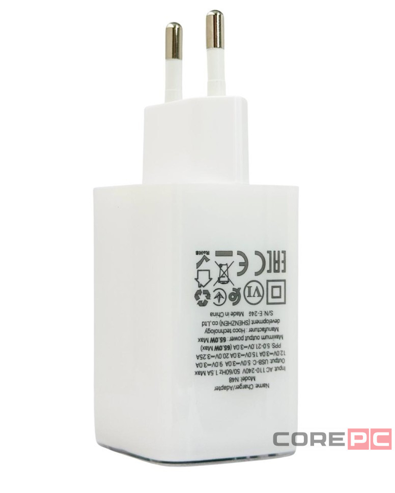 Сетевое зар. устр. Hoco N48 1C 65W белое