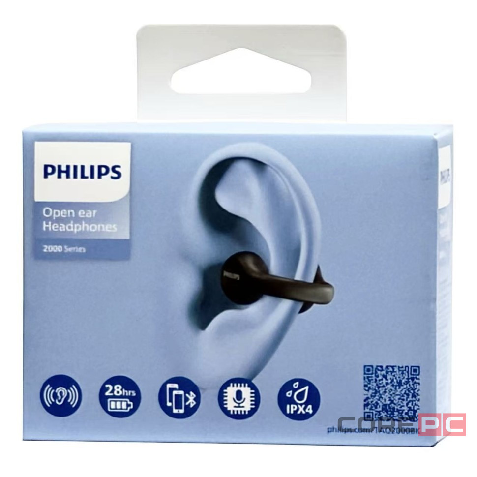 Беспроводные Bluetooth наушники-клипсы для спорта с открытым ухом Philips (TAQ2000BK) черный