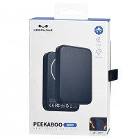 Powerbank магнитный с MagSafe Keephone Peekaboo 10000mAh кожаный синий