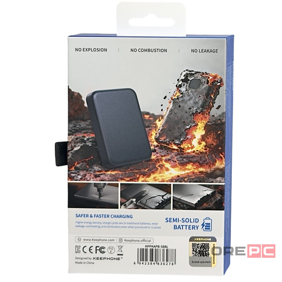 Powerbank магнитный с MagSafe Keephone Peekaboo 10000mAh кожаный синий
