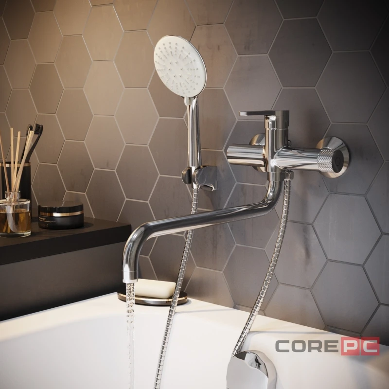 Смеситель для ванны и раковины MIXLINE МЛ22-02, рычажное управление, цвет хром