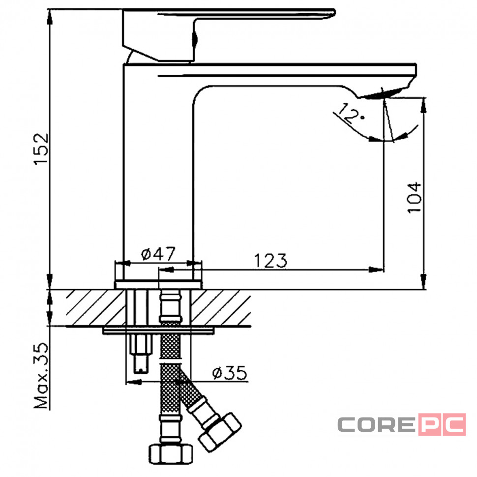 Смеситель для раковины Haiba HB10590-7, рычажное управление, цвет черный