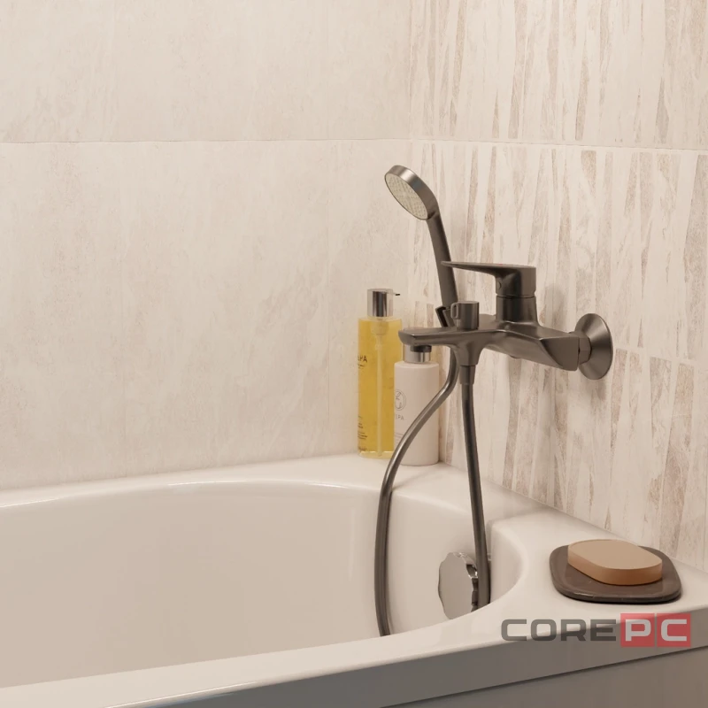 Смеситель для ванны MIXLINE МЛ14-01 ГРАФИТ, рычажное управление, цвет графит