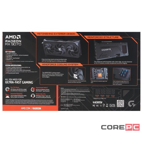 Видеокарта Gigabyte (GV-R9070GAMING OC-16GD) Radeon RX 9070 16GB GAMING OC
