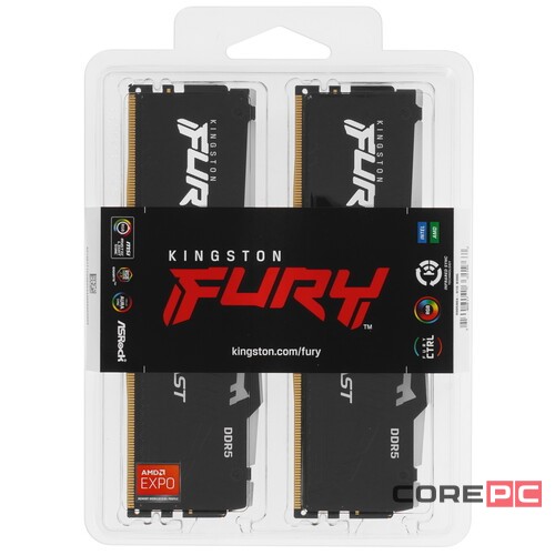 Оперативная память 64 Gb 5200 MHz Kingston FURY Beast RGB EXPO Black (KF552C36BBEAK2-64)