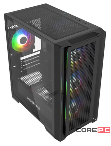 Компьютерный корпус Powercase ALISIO Micro X4B V2 TG ARGB Black (CAMCXB-A4)