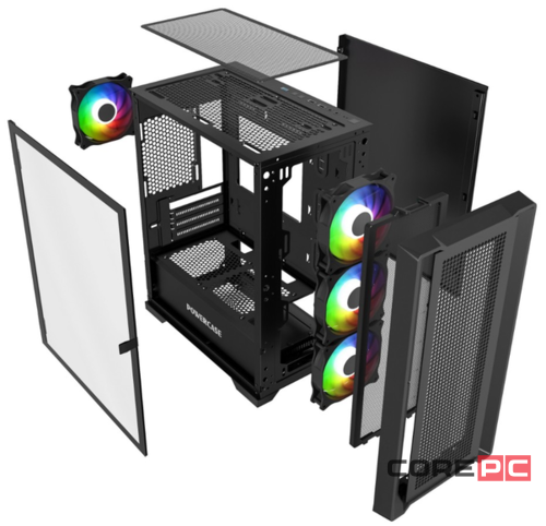 Компьютерный корпус Powercase ALISIO Micro X4B V2 TG ARGB Black (CAMCXB-A4)