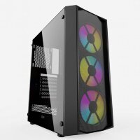 Компьютерный корпус Powercase RHOMBUS X3 MESH LED TG Black CMRMX-L3