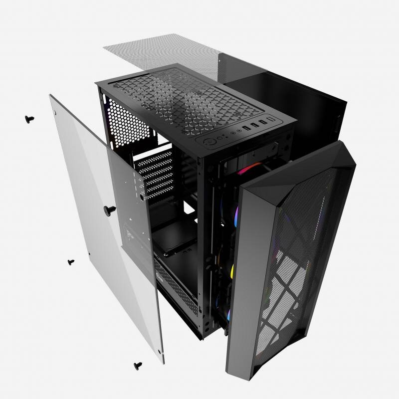 Компьютерный корпус Powercase RHOMBUS X3 MESH LED TG Black CMRMX-L3