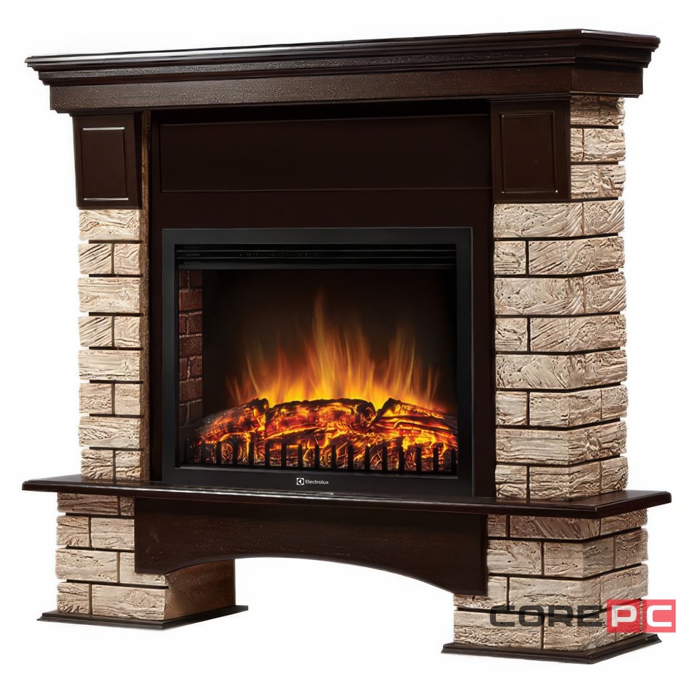 Портал Firelight Forte Wood 25 камень коричневый, шпон темный дуб