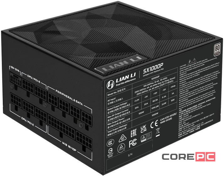 Блок питания Lian Li 1000W SX1000P Black (G9P.SX1000P.B000.RU) 16 Pin (PCIe 5.1 Connector Cable Details)