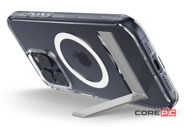 Чехол-накладка Protective Case Magsafe для iPhone 15 пластиковый с подставкой (прозрачный)