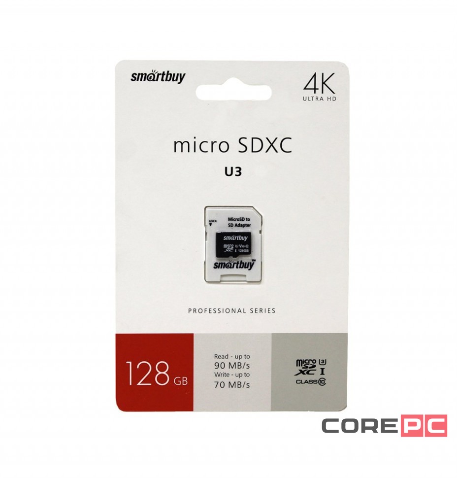 micro SDXC карта памяти Smartbuy 128GB U3 V30 A1 Advanced R/W up to 90/55 с адапт. (SB128GBSDU1A-AD)