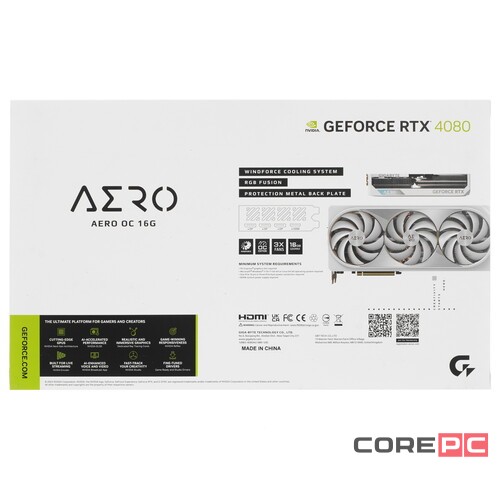 Видеокарта Gigabyte (GV-N4080AERO OC-16GD) GeForce RTX 4080 16GB AERO OC
