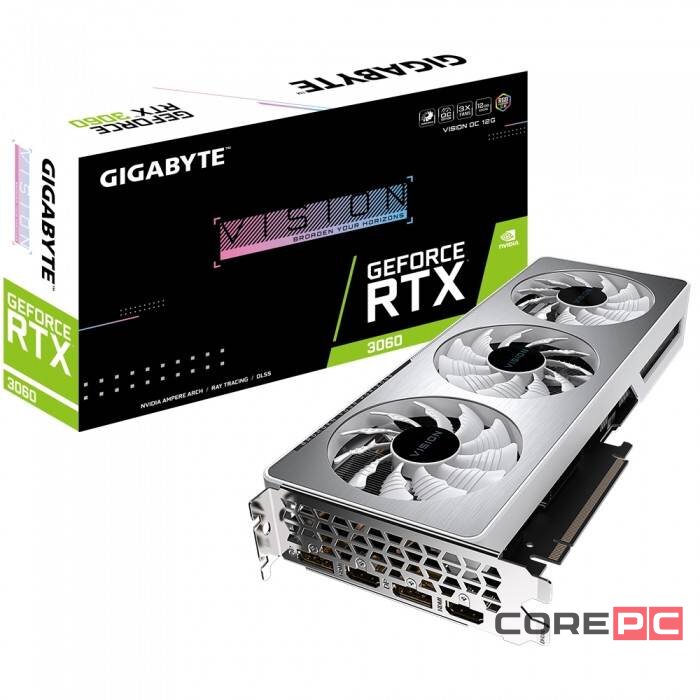 Видеокарта Gigabyte (GV-N3060VISION OC-12GD 2.0) GeForce RTX 3060 12GB VISION OC (rev. 2.0) LHR