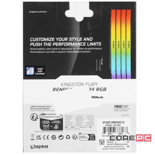 Оперативная память 16 Gb 3600 MHz Kingston FURY Renegade RGB Black (KF436C16RB2AK2/16)