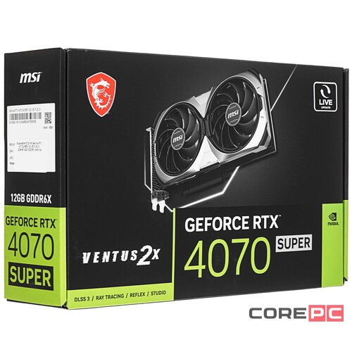 Видеокарта MSI (RTX 4070 SUPER 12G VENTUS 2X) GeForce RTX 4070 SUPER 12GB VENTUS 2X OC
