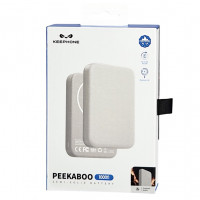 Powerbank магнитный с MagSafe Keephone Peekaboo 10000mAh кожаный белый