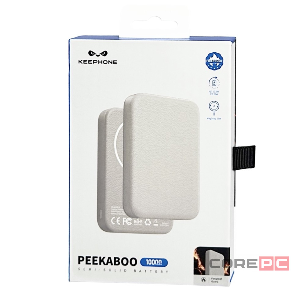 Powerbank магнитный с MagSafe Keephone Peekaboo 10000mAh кожаный белый