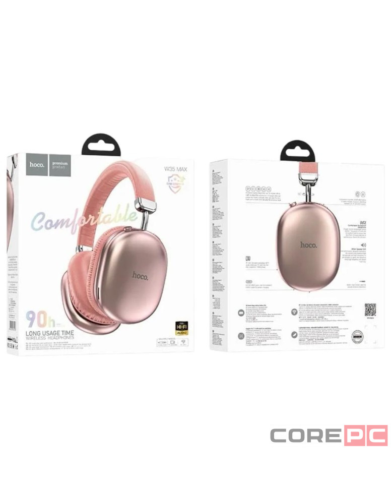 Стереонаушники Bluetooth полноразмерные Hoco W35 Max V5.3/45ч розовые