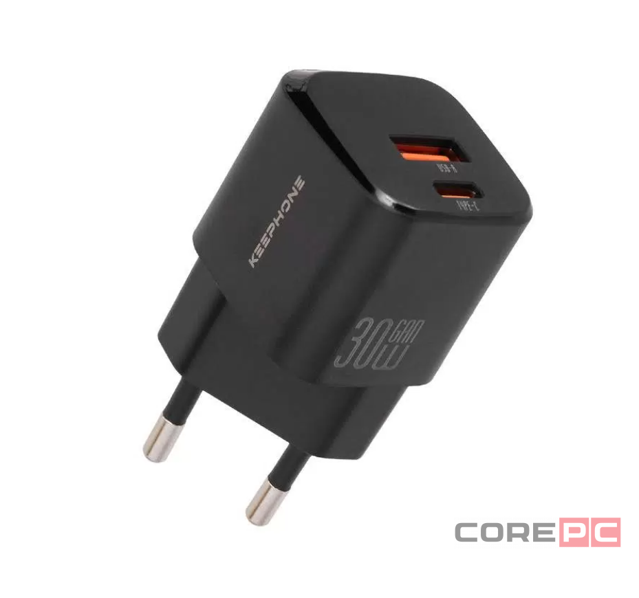 Сетевое зар. устр. Keephone CH-23091 1USB/1C 30W черное