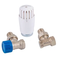 Комплект SCHLOSSER: Термостатический угловой DN15 GZ1/2 x GW1/2 с Термоголовкой 600100001