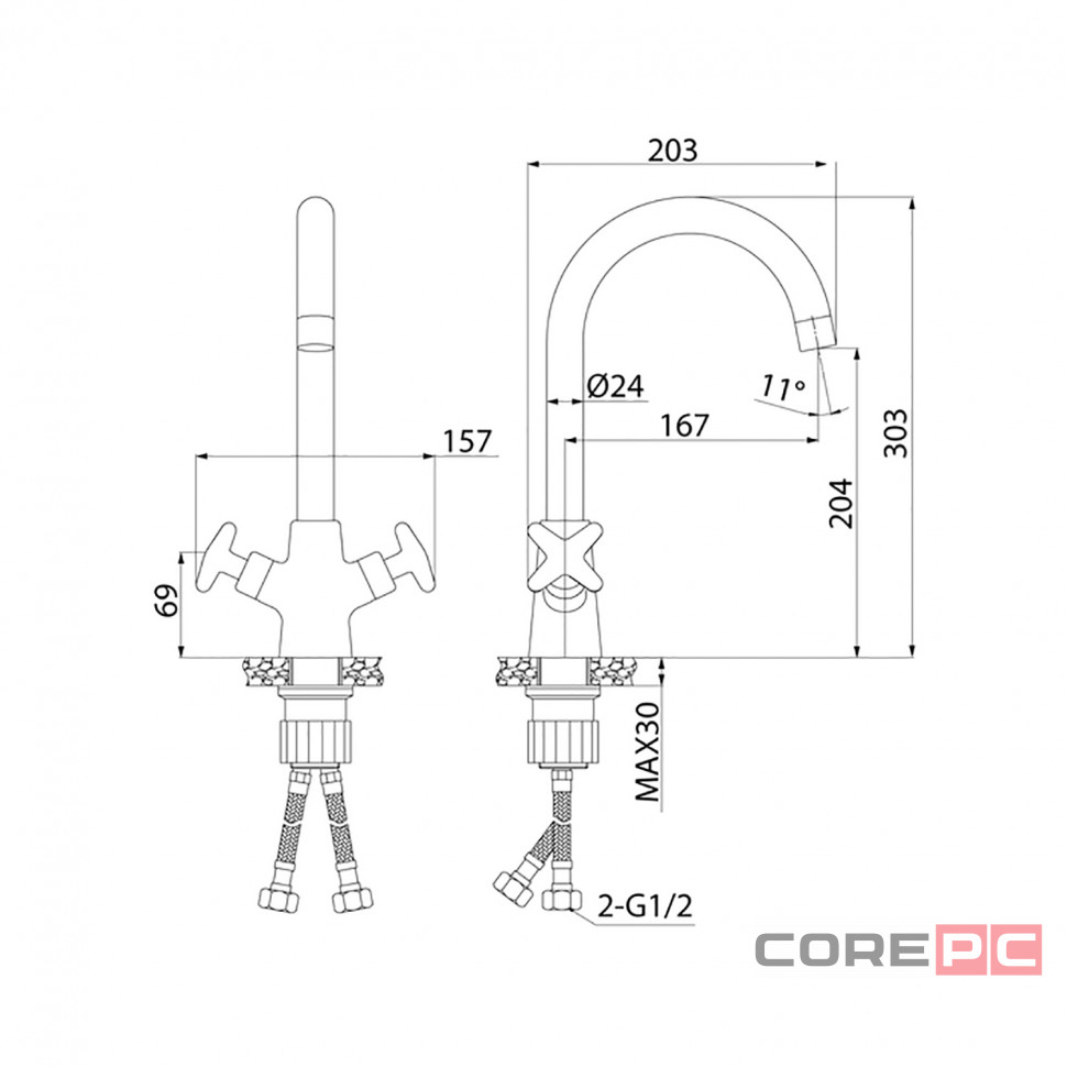 Смеситель для кухни Iddis ACRSB00i05, вентильное управление, цвет хром