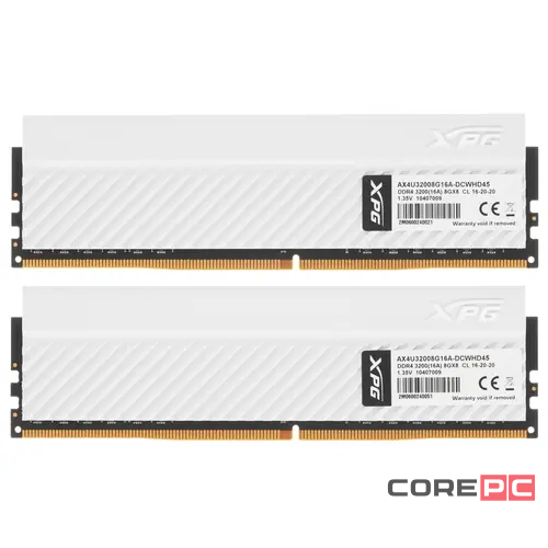 Оперативная память 16 Gb 3200 MHz ADATA XPG GAMMIX D45 White (AX4U32008G16A-DCWHD45)