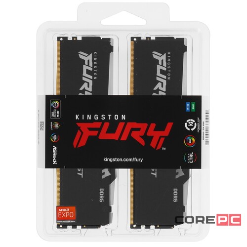 Оперативная память 64 Gb 5600 MHz Kingston FURY Beast RGB EXPO Black (KF556C36BBEAK2-64)
