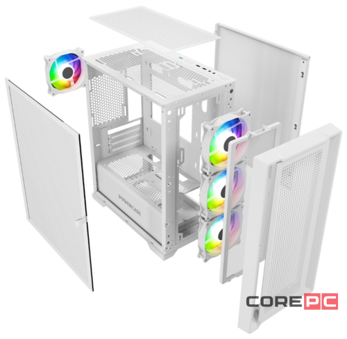 Компьютерный корпус Powercase ALISIO Micro X4W V2 TG ARGB White (CAMCXW-A4)