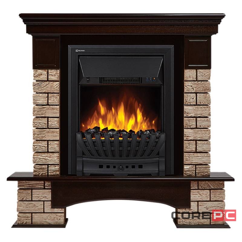 Портал Firelight Forte Wood Classic камень коричневый, шпон темный дуб