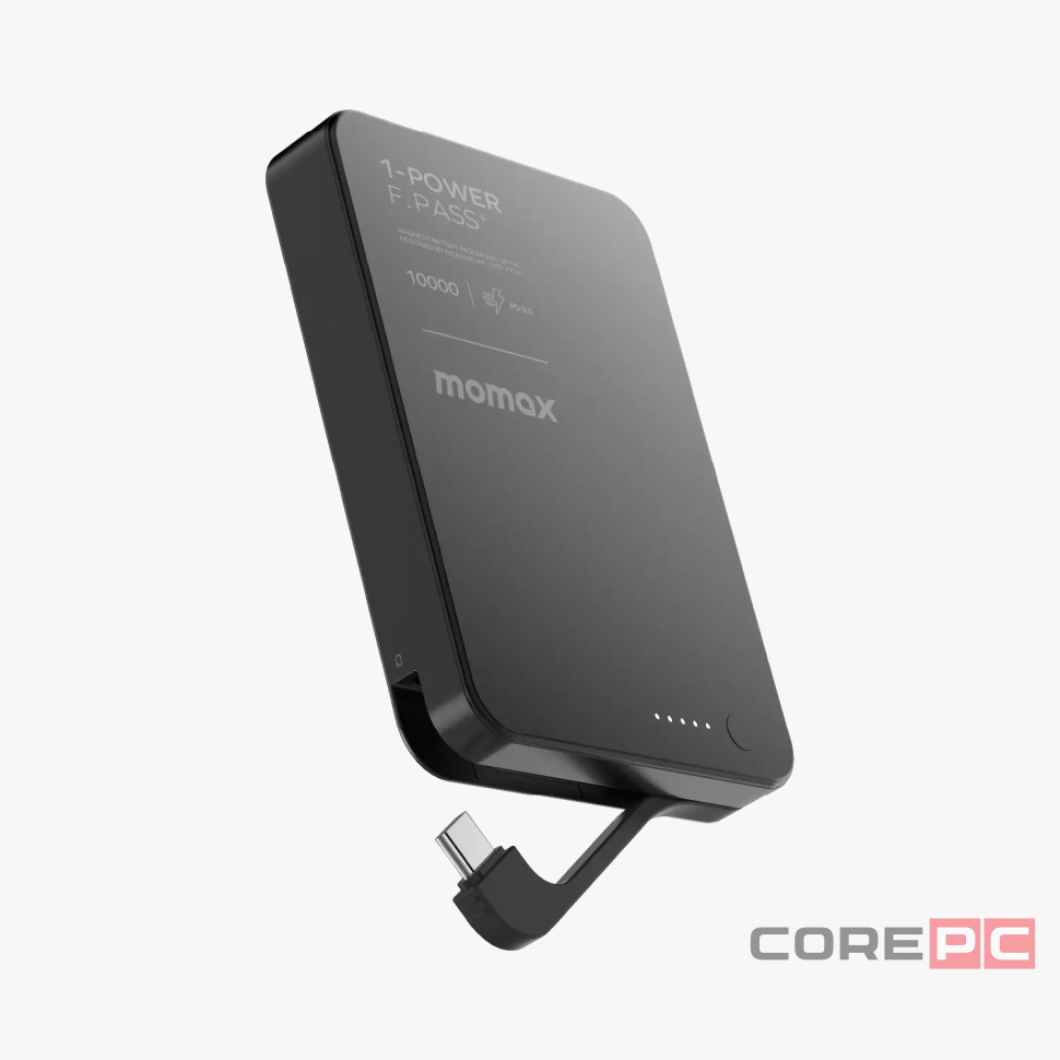 Powerbank магнитный с MagSafe Momax 1-Power F.Pass+ 10000mAh IP158D черный