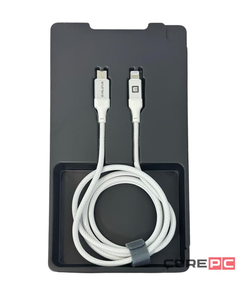 Usb Кабель-зарядка Type-C на Lightning Evelatus 60W 1,2м в тканевой оплетке белый