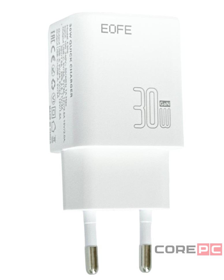 Сетевое зарядное устройство EOFE E306 1C/1USB 30W белое