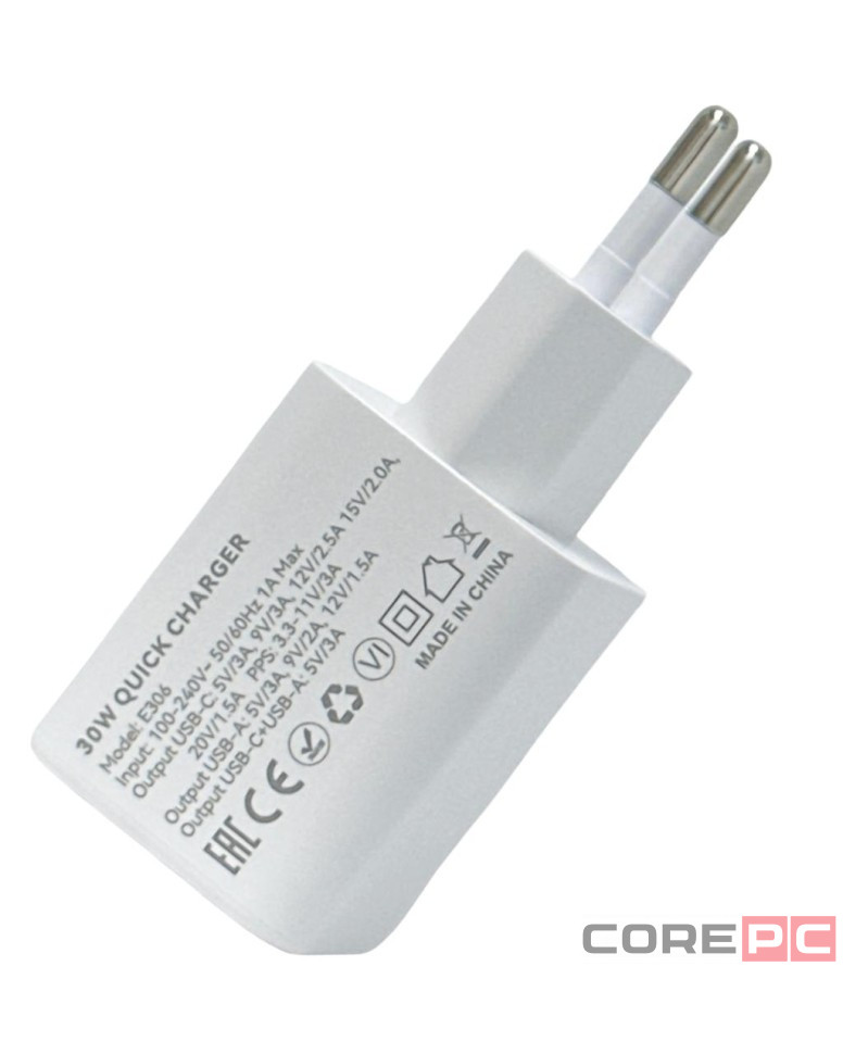 Сетевое зарядное устройство EOFE E306 1C/1USB 30W белое