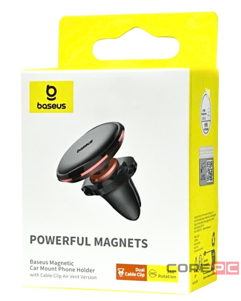 Держатель в автомобиль на торпеду Baseus Magnetic Air с держателем для кабеля SUGX-A09 красный