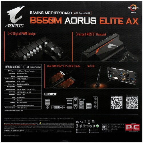 Материнская плата Gigabyte B550M AORUS ELITE AX