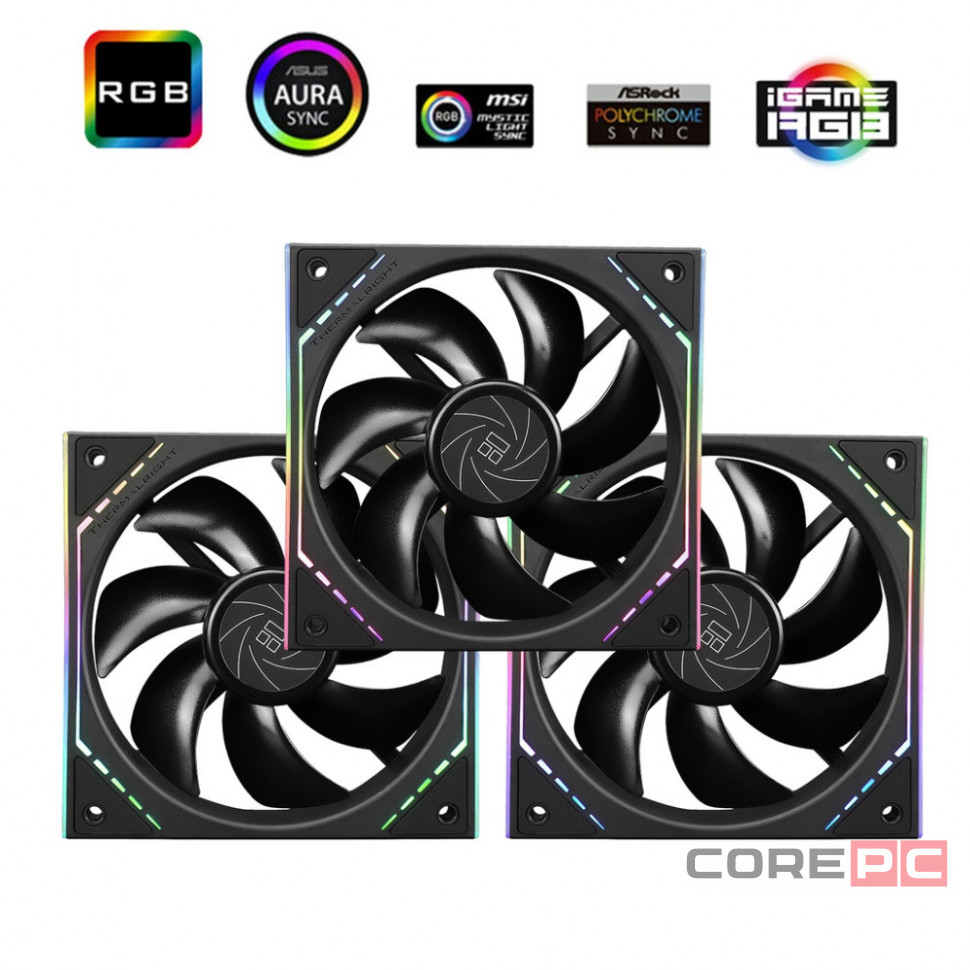 Комплект вентиляторов для корпуса Thermalright TL-M12 X3 ARGB Black (TRTLM12.3P)