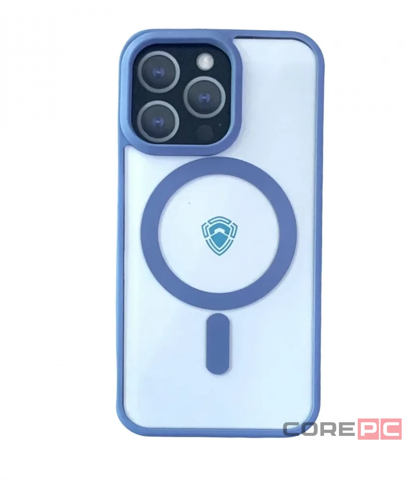 Чехол-накладка Dfansdesign Magsafe Case для Apple iPhone 14 Pro пластиковый прозрачно-белый (голубая рамка)