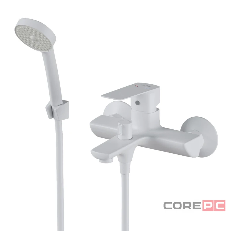 Смеситель для ванны MIXLINE МЛ15-01 БЕЛЫЙ, рычажное управление, цвет белый