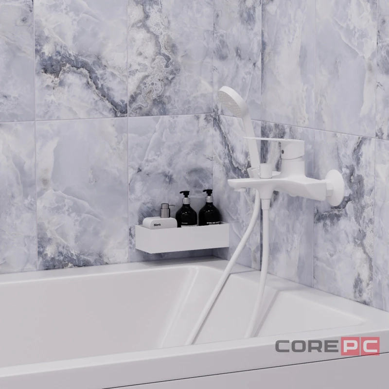 Смеситель для ванны MIXLINE МЛ15-01 БЕЛЫЙ, рычажное управление, цвет белый