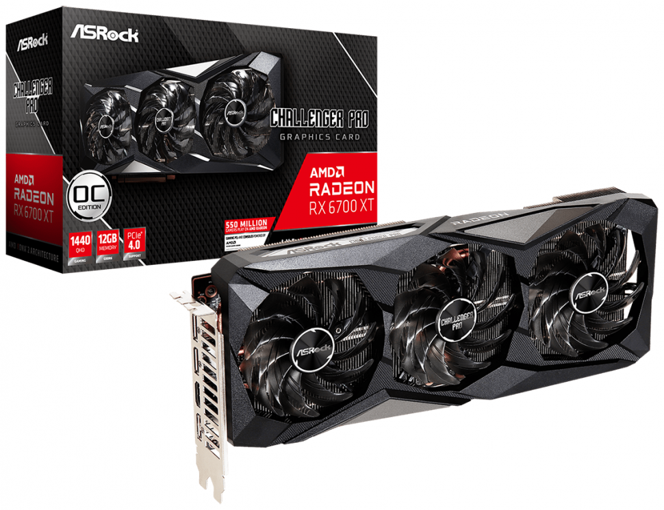Видеокарта ASRock (RX6700XT CLP 12GO) Radeon RX6700 XT 12GB Challenger Pro OC