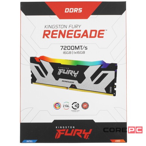 Оперативная память 16 Gb 7200 MHz Kingston FURY Renegade RGB XMP Silver/Black (KF572C38RSA-16)
