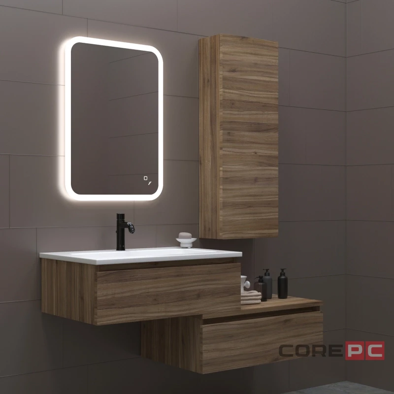 Зеркало MIXLINE Колорит ЭКОНОМ 500х700 (ШВ) сенсорн выкл,светодиод подсв,универс.крепеж,без короба