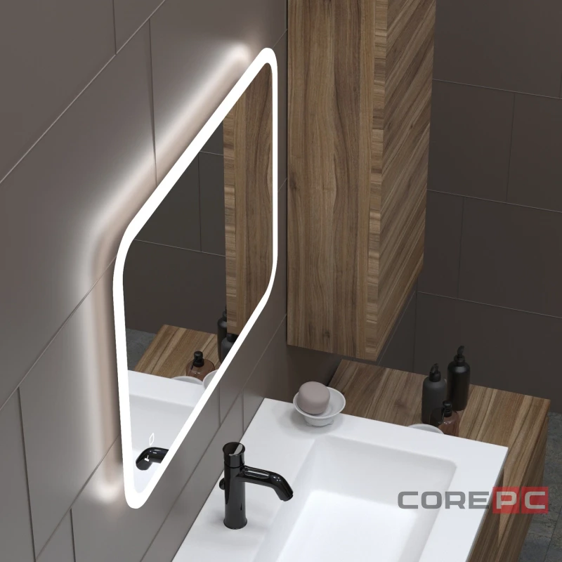Зеркало MIXLINE Колорит ЭКОНОМ 500х700 (ШВ) сенсорн выкл,светодиод подсв,универс.крепеж,без короба