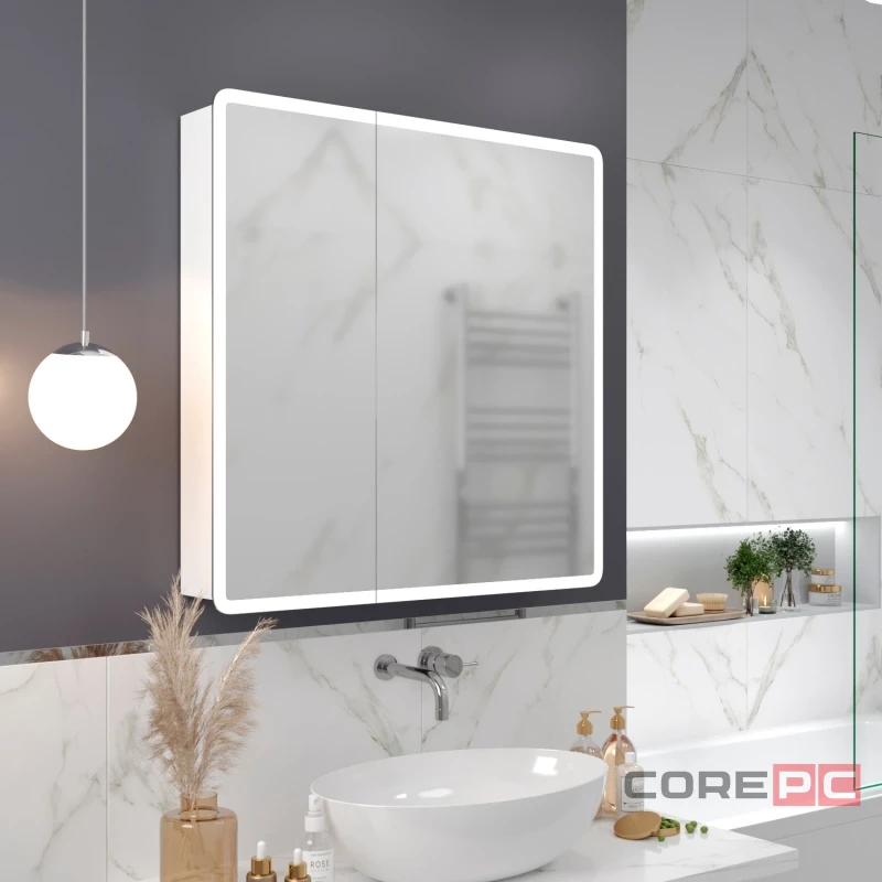 Зеркальный шкаф MIXLINE Сканди 800х800 (ШВ) 2 створки, универ. датчик движения,свет. подсветка